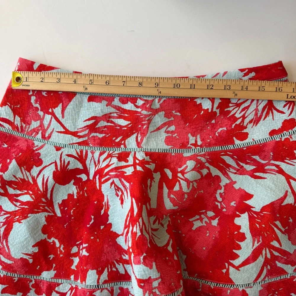 Banana Republic Floral Mini Skirt Red Blue Cotton Textured Tropical Summer 10‎